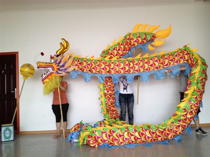 6m 4 adult DRAGON DANCE ORIGINAL Chinese Folk Festival Costume Led Lights