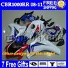 7gifts+Free Customized For HONDA CBR1000RR 08 NEW Blue red 09 10 11 CBR 1000 1000RR MH814 CBR1000 RR 2008 2009 2010 Red black 2011 Fairing