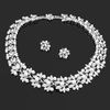 noble white/gold diamond pearl wedding bride necklace earings set (xxscj2)