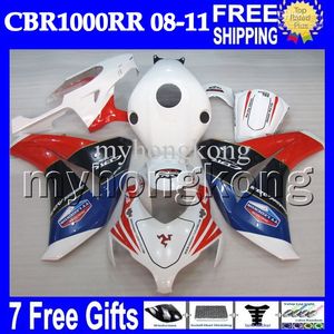 7 gifts + Livre Personalizado Para HONDA CBR1000RR 08 NOVO Azul vermelho 09 10 11 CBR 1000 1000RR MH814 CBR1000 RR 2008 2009 2010 Vermelho preto 2011 Carenagem