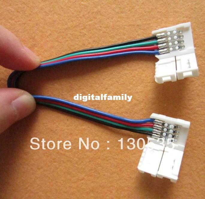 10PCS / LOT LED Strip Connector 5050 RGB-kontakt med tråd 12V 4 PIN-kontakt så bekväm fri frakt