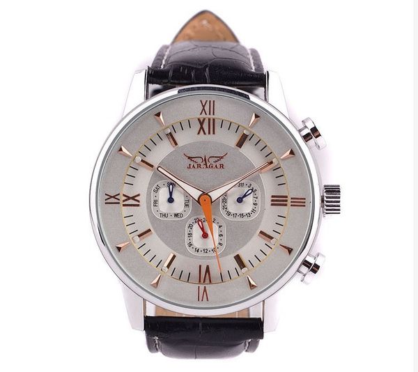 

Новые Jaragar известный бренд мужские автоматические часы дата неделя фазы Луны, нат