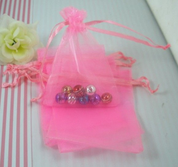 Sales / 1 Pink Transparent Organza Gift Bag Christmas / Wedding Gift Bag 7X9cm 003579