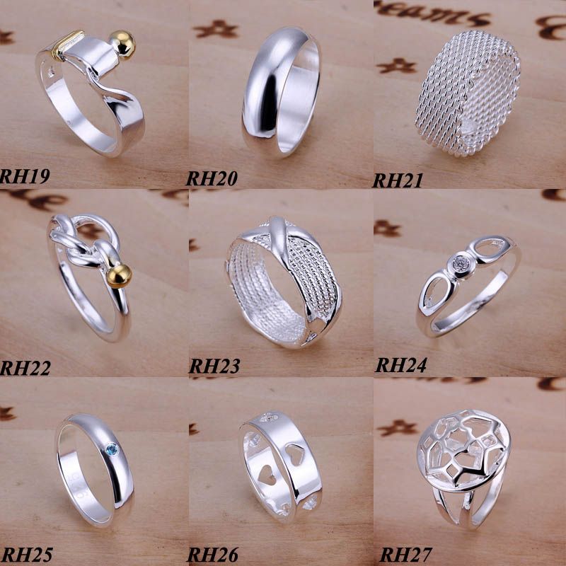 Fashion Rings Jewelry 925 Sterling Silver Mix Styles Vintage Fashion Vogue Rings Nice Gift Size