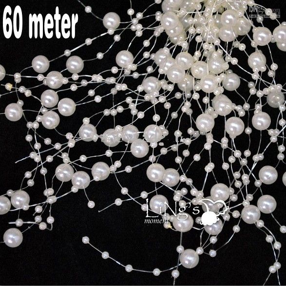 246 Ft75 M White Pearl Chain String Garland Christmas Wedding