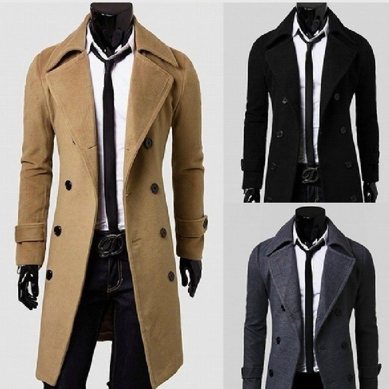 Men Long Jackets Luxury Concise Coats Warm Outwear Mens Worsted Warm ...