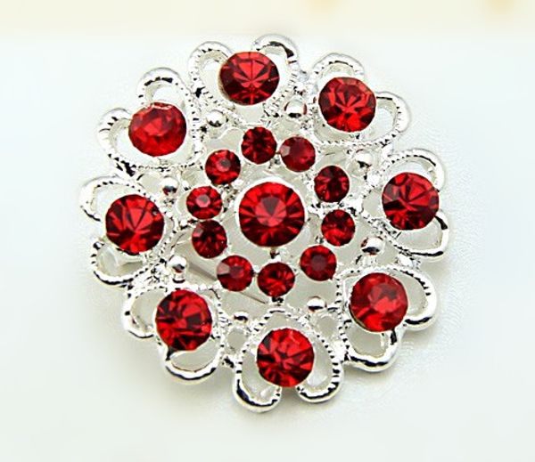 

Красный Rhinestone Кристалл Серебряный Серый Малый Цветок Брошь Pin