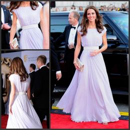 Classic Kate Middleton Red Carpet Dresses Lilac Long Prom Dresses Long Formal Evening Party Gowns with Sash