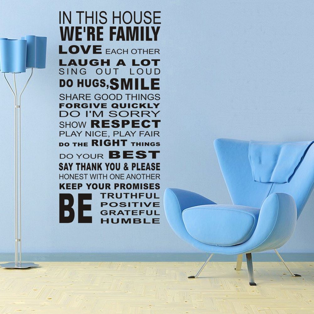 Large Size Black Lettering Wall Stickers Quotes And Sayings Art Decor