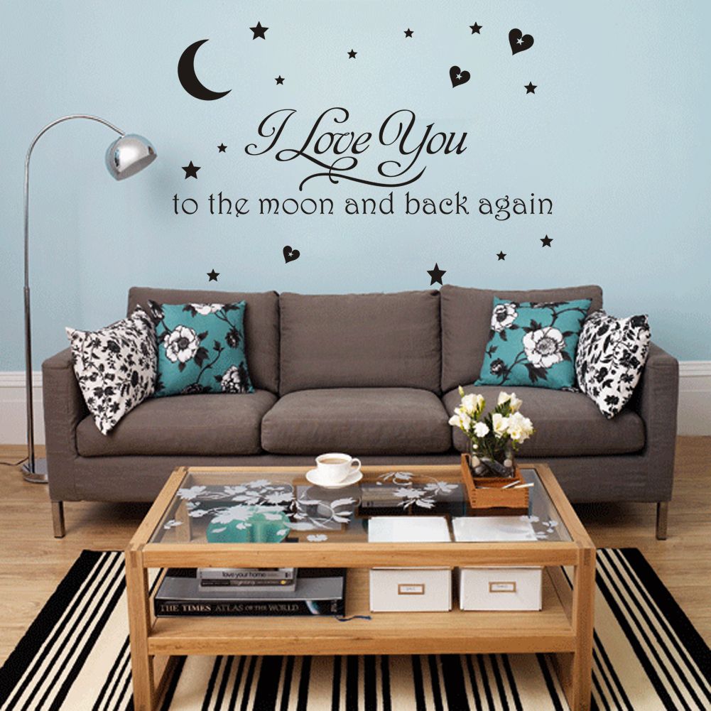 I LOVE YOU TO THE MOON AND BACK AGAIN Kids Room Vinyl Wall Sticker Home Decal 