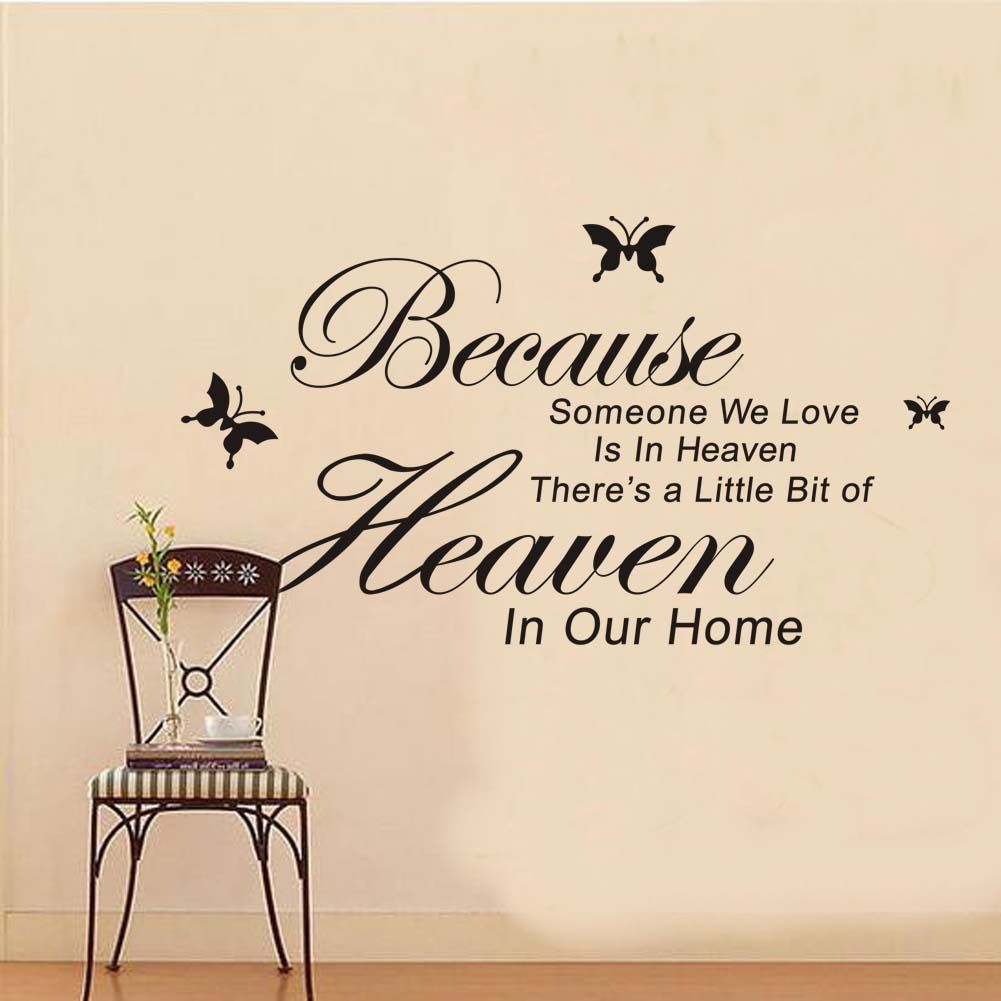 Because Someone We Love Is In Heaven Vinyl Wall Lettering Stickers Quotes And Sayings With Black Butterfly Art Decal Wallpaper Decals Stickers Wallpaper