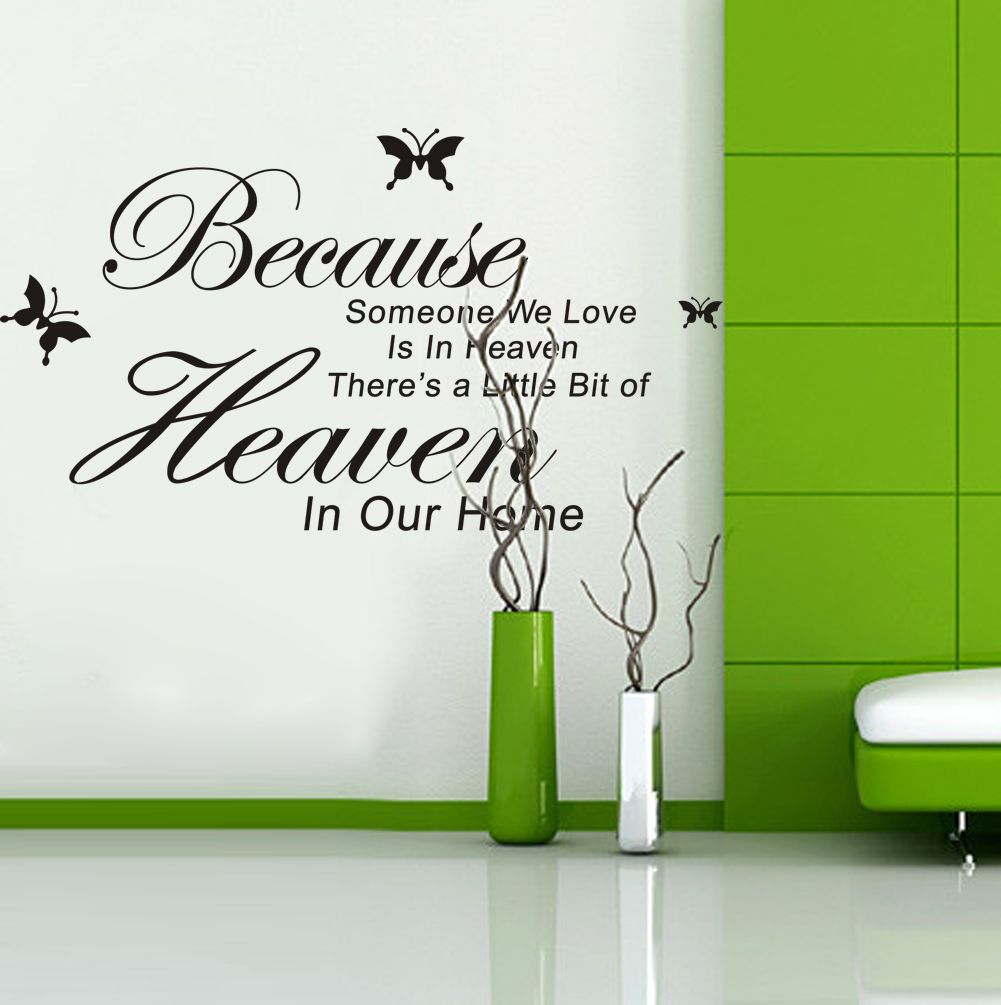 Because Someone we Love is in Heaven Wall Art Stickers Bedroom Quote Decal RU