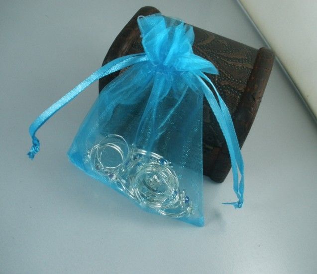 sacs-cadeaux en organza bleu ciel vendus par paquet 7 x 8,5 cm / 9x12 cm / 13x18 cm 4 pouces avec cordon de serrage sacs-cadeaux de fête de mariage