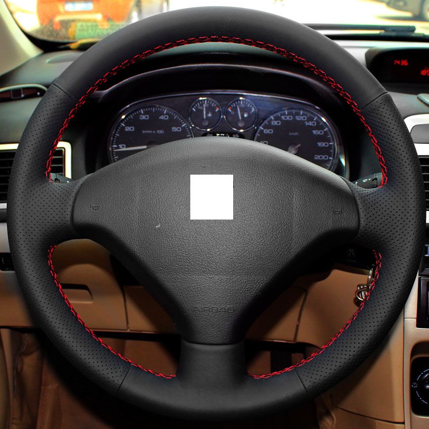 Peugeot 307 Steering Wheel Cover Car Special Hand Stitched Black