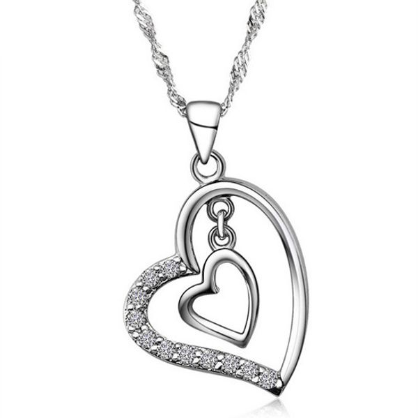 

Новый серебряный сердце кулон стерлингового серебра 925 любовь Шарм ожерелье Крис