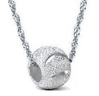 Wholesale White Gold Overlay Pendant Necklace Sterling Silver Ball Beads Necklace mm Silver Spacer Bead Locket Stone Women Pendant Freeshippi