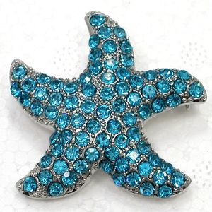 Aquamarine Crystal Rhinestone Starfish Brooches Fashion Costume Pin Brooch jewelry gift C2156 R