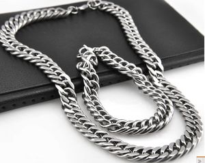 Great 10mm double link chain necklace & bracelet 316L Stainless Steel jewelry set for Cool men's set jewelry