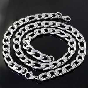 13mm High polished figaro chain necklace & bracelet 316L Stainless Steel jewelry set for Men's gift