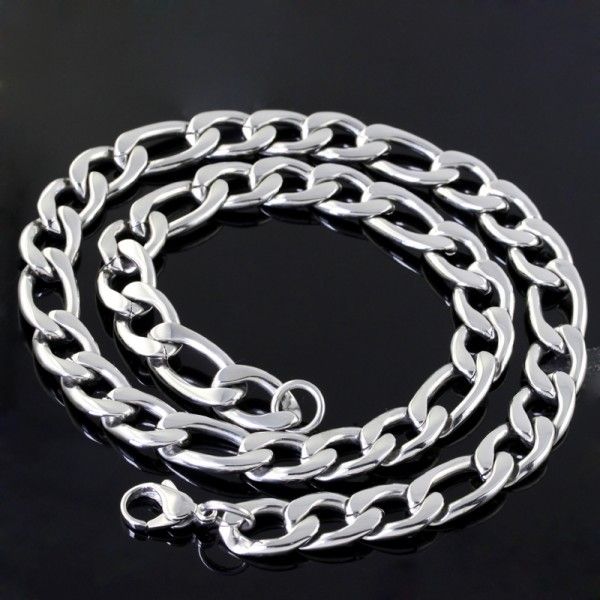 13mm High polished figaro chain necklace & bracelet 316L Stainless Steel jewelry set for Men's gift