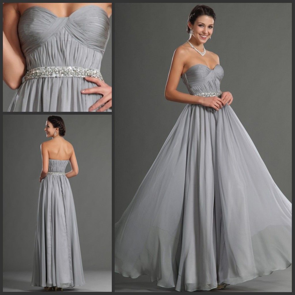 Long Silver Bridesmaid Dresses