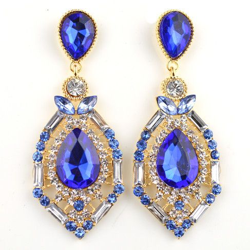 GEM de cristal élégant de luxe strass gros goujon goujon boucles d'oreilles 4 couleurs chaudes boucles d'oreilles Vintage accessoires ER-016054