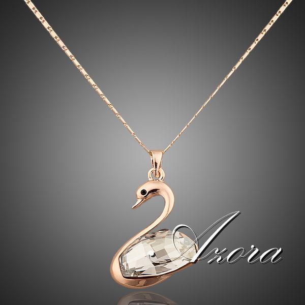 Nya 18K Rose Guldpläterade SWA-element Österrikiska kristaller Swan Pendant Halsband Gratis frakt! (Azora TN0010)