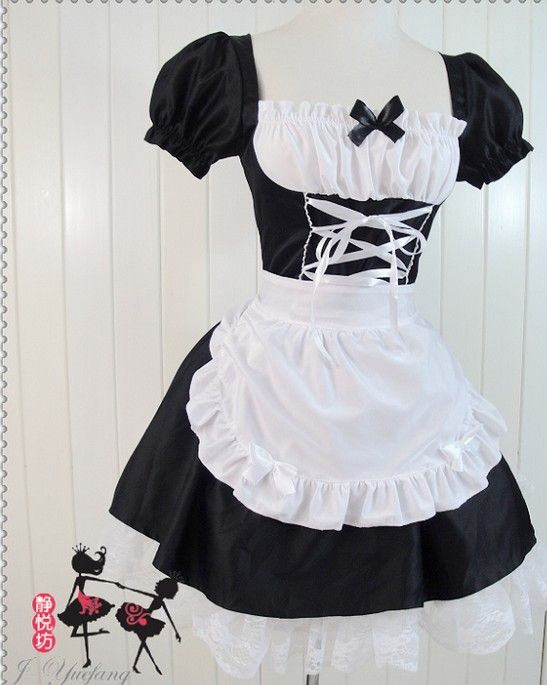 Fashion Japanese anime EVA cosplay lolita maid fancy dress Halloween Christmas costume sexy women lace dresses black