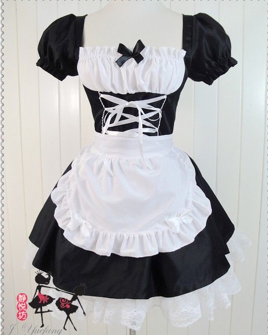 Nytt mode japansk anime EVA cosplay lolita piga maskeraddräkt Halloween julkostym sexiga kvinnor spetsklänningar svart present drop shipping