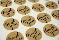 &#039;Thank You&#039; Typeface Brown Kraft Stickers For Envelopes Card Bag sealing sticker