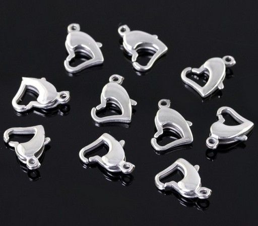 10 * 14mm kaliteli parlak Paslanmaz çelik kalp ıstakoz clasphooks DIY kolye bilezik accessories.For .jewelry