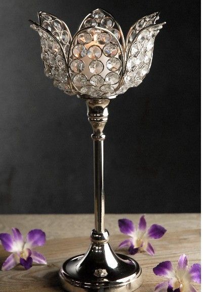 Pillar Crystal Candle Holder,Crystal Beaded Candle Holder