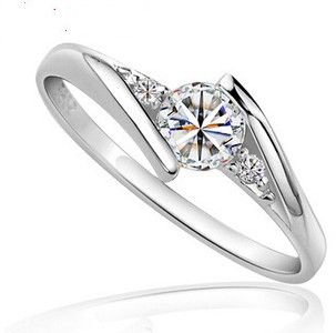 925 Sterling Silver Rings High Qulity White Gold Plated 1ct Swiss Diamond Ring för Kvinnor Lyxbröllop Smycken