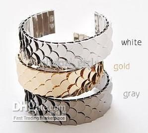 free shipping 20pcs* Shiny Fish Scales Wide Band Ladies Adjustable Bangle Hot Style Alloy Bracelet Cuff Wristband