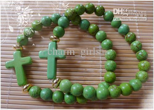 15pcs Charm Fashion Mix Color Turquoise Handmade Side Ways Sideways Cross Bracelet Jewelry Finding