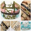 50pcs/lote moda 5 pulsera de encanto de estilo mixta coreana cubierta de terciopelo pulsera de cuero joyas baratas joyas