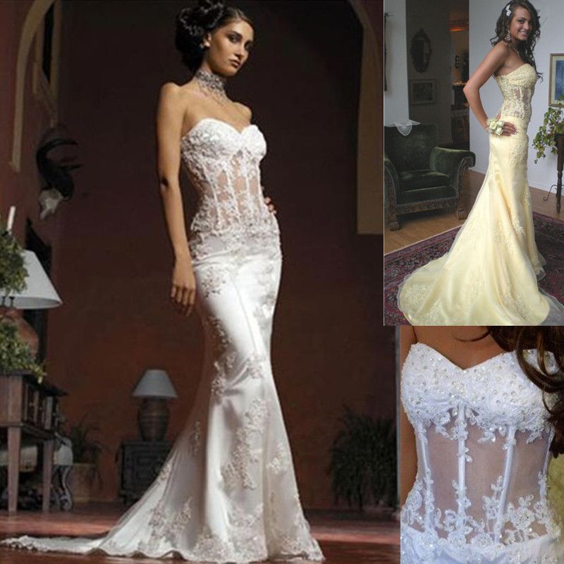 See Through Corset Mermaid Wedding Dresses 2