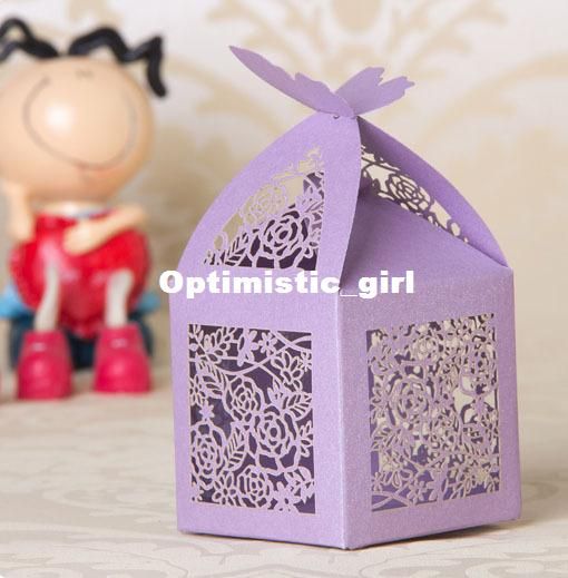 Purple Wedding Favor Box Laser Cut Paper Boxes For Candy Chocolate Box