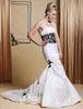 New Classic Taffeta Strapless Strapless Appliques Lace Black Appliques Trumpet Chapel Train Mermaid Wedding Dresses