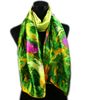 1pcs Women's Fashion Satin Green Leaves Scarves And Pink Flower Oil Painting Long Wrap Shawl Beach Silk Scarf 160X50cm262J