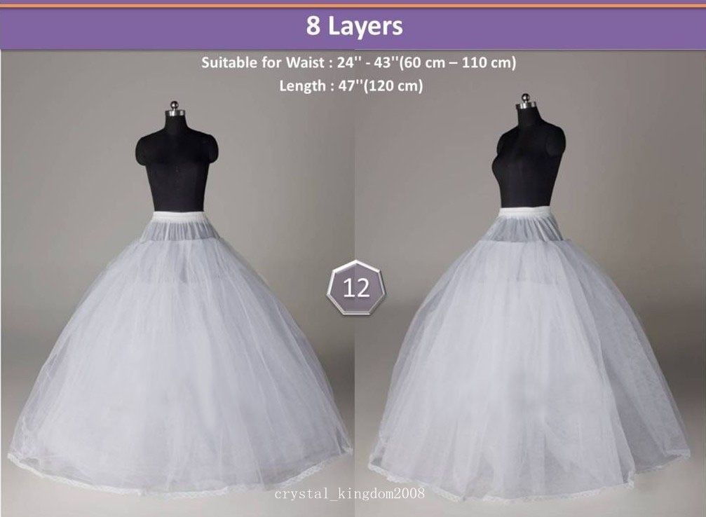 NEW Long/Short White A Line/Hoop/Hoopless Crinoline Wedding Petticoat ...