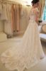 Hot Sale Charming Bateau Neck Lace Wedding Dresses A Line Cap Sleeves Bridal Gowns with Sash Bow Sweep Train Custom Made