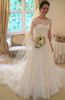 Hot Sale Charming Bateau Neck Lace Wedding Dresses A Line Cap Sleeves Bridal Gowns with Sash Bow Sweep Train Custom Made