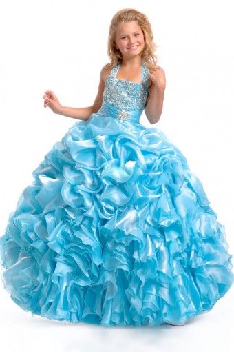 2013 Fall Ball Gown Halter Bead Sequin Ruffles Flower Girl Dresses Girls Pageant Dresses Pageant Dress