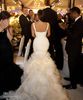 Ny Ankomst Sexig Kim Kardashian Mermaid Bröllopsklänningar Spagetti Straps Trumpet Tulle Ruffles Brudklänningar