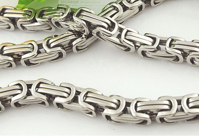 20 - 40 tum toppförsäljning 8mm breda silver byzantinskedja rostfritt stål smycken män halsband plocka längd bästa pris gratis skepp