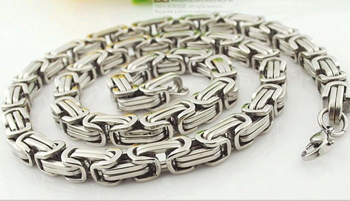 20 40 tum toppsäljande 8mm bred silver bysantinsk kedja rostfritt stål smycken herr halsband plockning lenght ship5611698