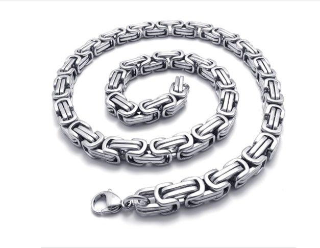 20 40 polegadas mais vendido 8mm de largura corrente bizantina de prata em aço inoxidável joias masculinas colar escolher comprimento ship5611698