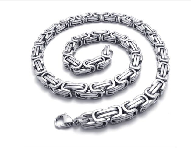 20 - 40 tum toppförsäljning 8mm breda silver byzantinskedja rostfritt stål smycken män halsband plocka längd bästa pris gratis skepp