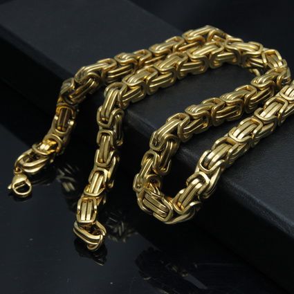 20 '' - 40 '' Moda placcato oro 18k collana 8mm catena bizantina gioielli in acciaio inossidabile Collana da uomo Scegli la migliore prezzo nave libera